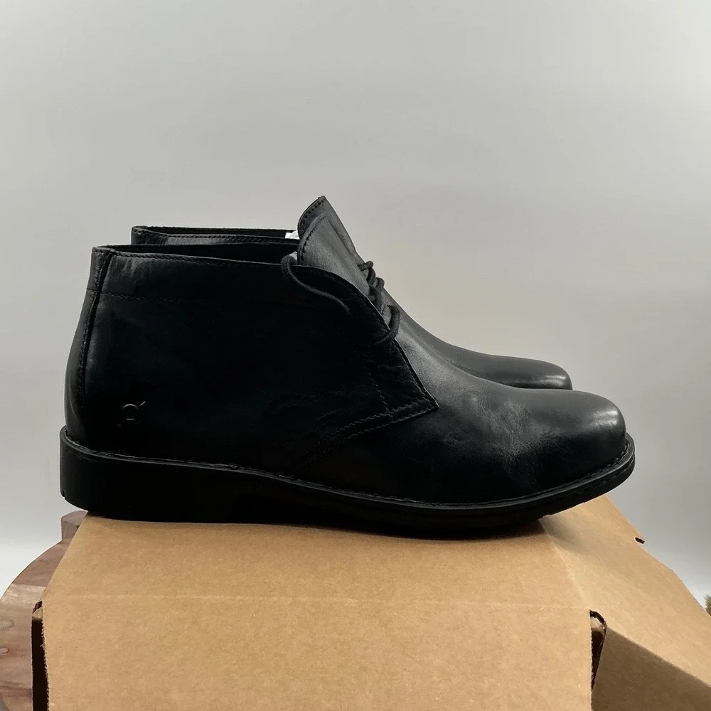 Born Harrison Mens Black Leather Chukka Boots Ankle Shoes BM0019503 Size 13M